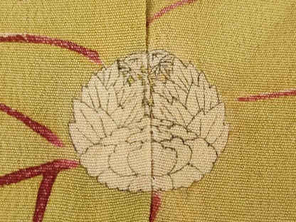 平和屋本店●アンティーク　大正ロマン　振袖　駒刺繍　孔雀文　金彩　ロング丈　正絹　逸品　AABI8855ck