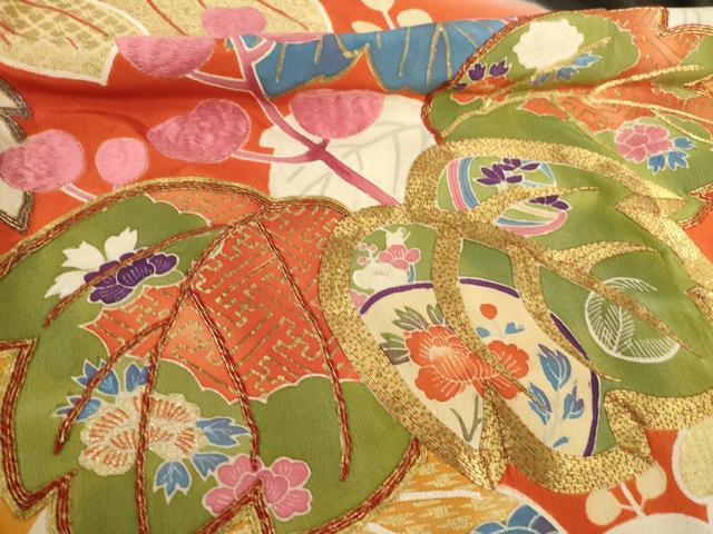平和屋本店●アンティーク　大正ロマン　振袖　駒刺繍　桐　暈し染め　金彩　正絹　逸品　AABI8856ck