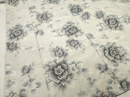平和屋着物●名門　藤娘きぬたや・大島絞り　本場大島紬　白大島　枝花文　正絹　逸品　AABI8857ck