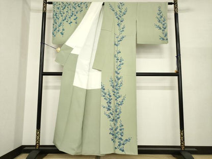 平和屋着物●人間国宝　五代　田畑喜八　訪問着　枝花文　正絹　逸品　AABI8859ck