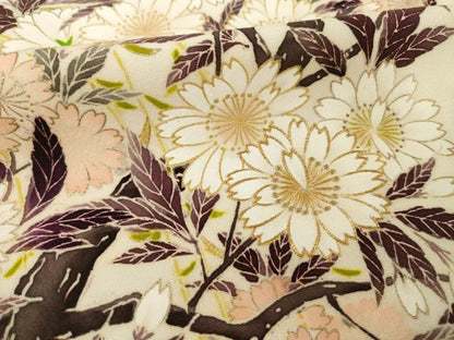 平和屋着物●希少　工芸染匠　成謙　訪問着　刺繍　桜に松四季草花　金彩　正絹　逸品　AABI8860ck