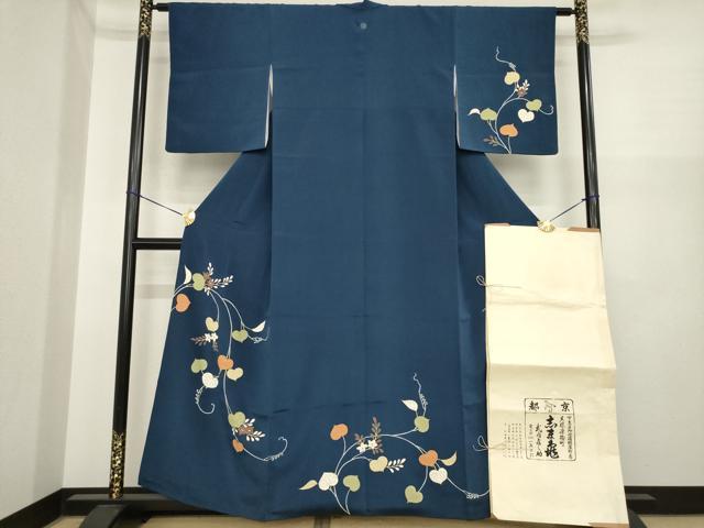 平和屋着物●銀座　志ま亀　訪問着　花蔦草文　金彩　たとう紙付き　正絹　逸品　AABI8864ck