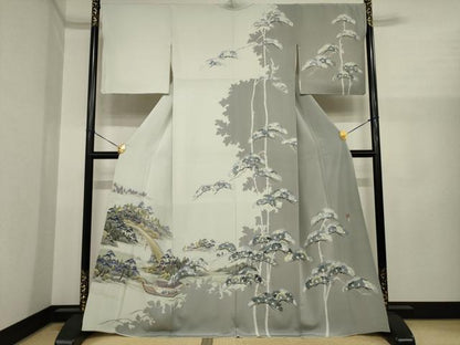 平和屋着物●十日町友禅作家　村松竜介　訪問着　屋形船　正絹　逸品　AABI8871ck
