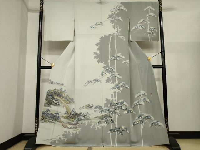 平和屋着物●十日町友禅作家　村松竜介　訪問着　屋形船　正絹　逸品　AABI8871ck