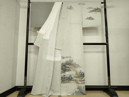 平和屋着物●十日町友禅作家　村松竜介　訪問着　屋形船　正絹　逸品　AABI8871ck