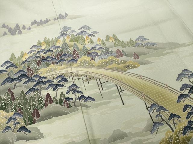 平和屋着物●十日町友禅作家　村松竜介　訪問着　屋形船　正絹　逸品　AABI8871ck