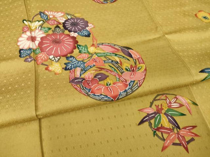 平和屋着物●江戸紅型　五味桂子　訪問着　型染め　花丸文　正絹　逸品　AABI8873ck
