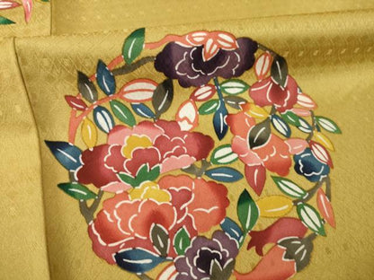 平和屋着物●江戸紅型　五味桂子　訪問着　型染め　花丸文　正絹　逸品　AABI8873ck