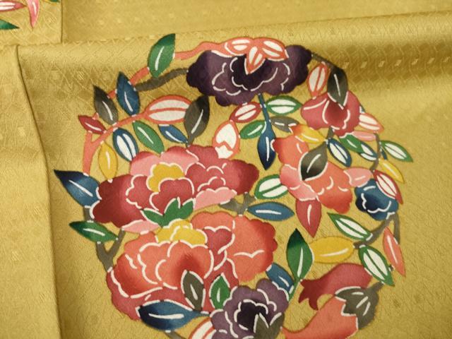 平和屋着物●江戸紅型　五味桂子　訪問着　型染め　花丸文　正絹　逸品　AABI8873ck