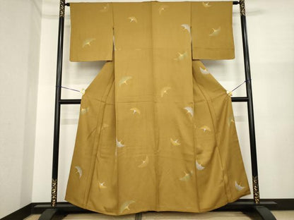 平和屋着物●上質な小紋　飛鶴文　金彩　正絹　逸品　AABI8874ck