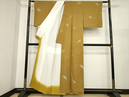 平和屋着物●上質な小紋　飛鶴文　金彩　正絹　逸品　AABI8874ck
