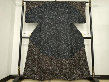 平和屋着物●訪問着　箔散らし文様　黒地　金彩　正絹　逸品　AABI8875ck
