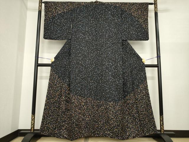平和屋着物●訪問着　箔散らし文様　黒地　金彩　正絹　逸品　AABI8875ck