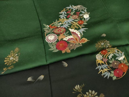 平和屋着物●豪華振袖　中国三大刺繍　汕頭刺繍　スワトウ刺繍　花蝶丸文　暈し染め　金彩　正絹　逸品　AABI8877ck