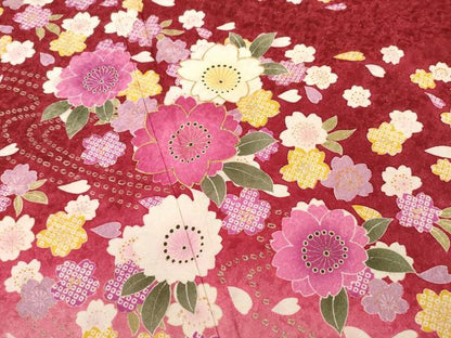 平和屋着物●豪華振袖　刺繍　舞桜　暈し染め　金糸　金通し地　ロング丈　正絹　逸品　AABI8879ck