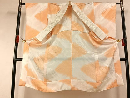 平和屋着物●長襦袢　無双仕立て　舞花地紋　暈し染め　半衿刺繍　正絹　逸品　AABI8887fy
