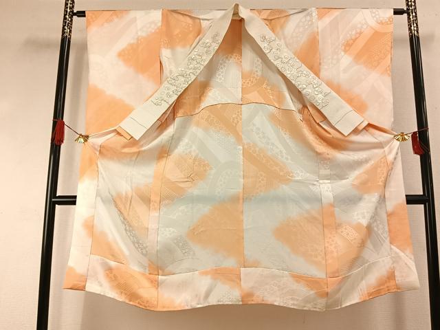 平和屋着物●長襦袢　無双仕立て　舞花地紋　暈し染め　半衿刺繍　正絹　逸品　AABI8887fy