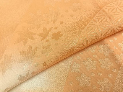 平和屋着物●長襦袢　無双仕立て　舞花地紋　暈し染め　半衿刺繍　正絹　逸品　AABI8887fy