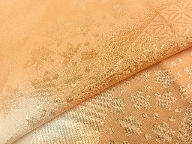 平和屋着物●長襦袢　無双仕立て　舞花地紋　暈し染め　半衿刺繍　正絹　逸品　AABI8887fy
