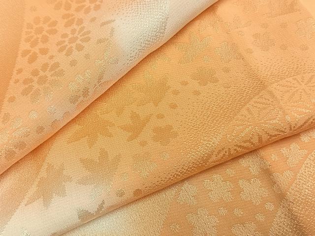 平和屋着物●長襦袢　無双仕立て　舞花地紋　暈し染め　半衿刺繍　正絹　逸品　AABI8887fy