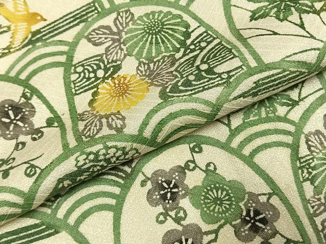 平和屋着物●上質な小紋　紅型　花鳥文　暈し染め　大丸扱い　正絹　逸品　AABI8888fy