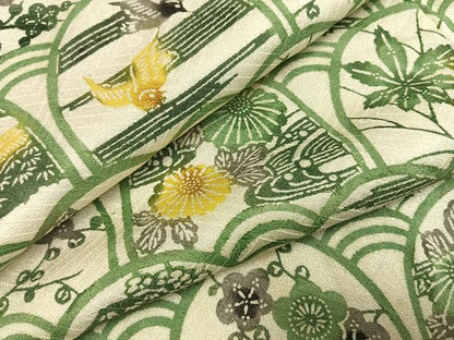 平和屋着物●上質な小紋　紅型　花鳥文　暈し染め　大丸扱い　正絹　逸品　AABI8888fy