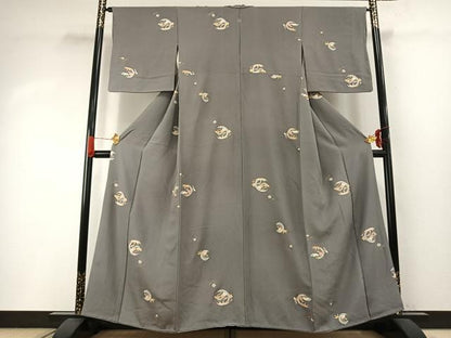 平和屋着物●上質な小紋　松竹梅　金彩　正絹　逸品　AABI8891fy