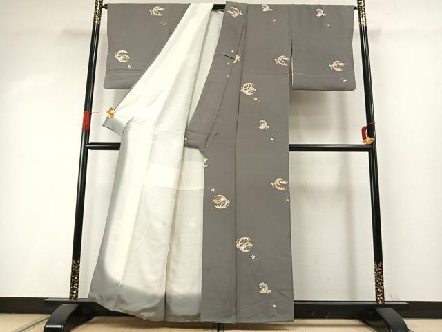 平和屋着物●上質な小紋　松竹梅　金彩　正絹　逸品　AABI8891fy