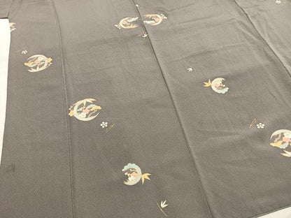 平和屋着物●上質な小紋　松竹梅　金彩　正絹　逸品　AABI8891fy