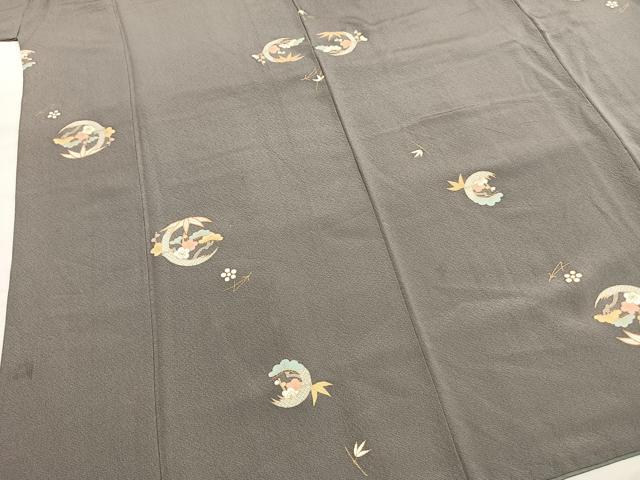 平和屋着物●上質な小紋　松竹梅　金彩　正絹　逸品　AABI8891fy