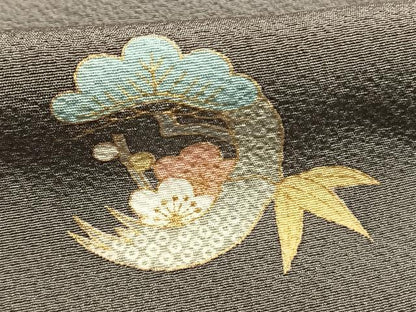 平和屋着物●上質な小紋　松竹梅　金彩　正絹　逸品　AABI8891fy