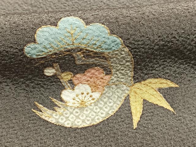 平和屋着物●上質な小紋　松竹梅　金彩　正絹　逸品　AABI8891fy