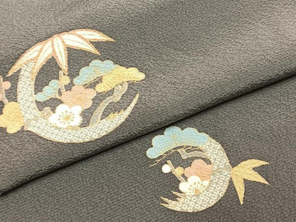 平和屋着物●上質な小紋　松竹梅　金彩　正絹　逸品　AABI8891fy