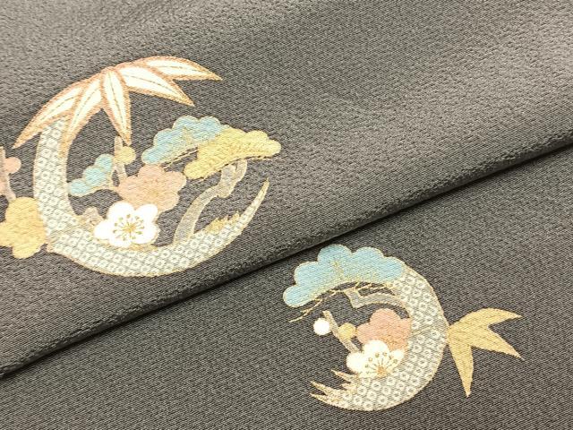 平和屋着物●上質な小紋　松竹梅　金彩　正絹　逸品　AABI8891fy