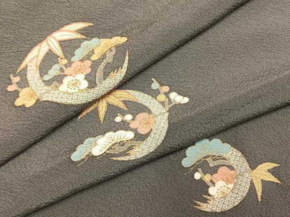 平和屋着物●上質な小紋　松竹梅　金彩　正絹　逸品　AABI8891fy
