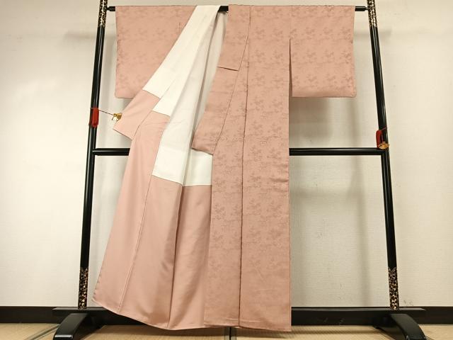平和屋着物●中井淳夫　色無地　枝梅桐地紋　水柿色　正絹　逸品　AABI8892fy