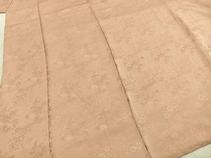 平和屋着物●中井淳夫　色無地　枝梅桐地紋　水柿色　正絹　逸品　AABI8892fy