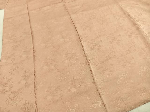平和屋着物●中井淳夫　色無地　枝梅桐地紋　水柿色　正絹　逸品　AABI8892fy