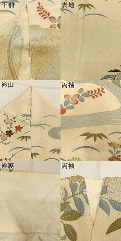 平和屋着物●アンティーク　大正ロマン　豪華振袖　駒刺繍　雲取り花文　金彩　正絹　逸品　AABI8893fy