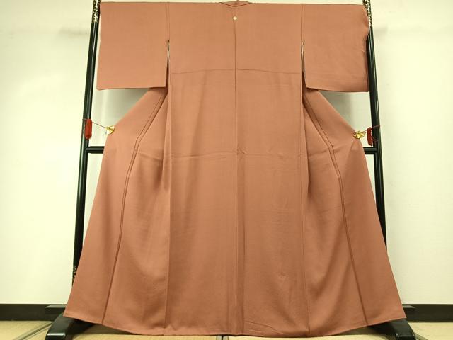 平和屋着物●上質な色無地　纁色　正絹　逸品　AABI8894fy