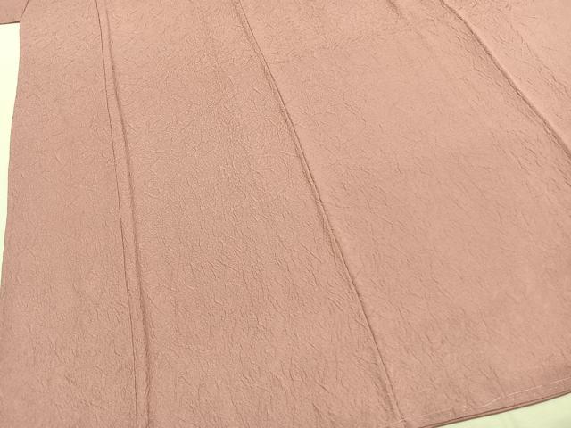 平和屋着物●上質な色無地　霞地紋　珊瑚色　正絹　逸品　未使用　AABI8895fy