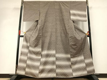 平和屋着物●訪問着　紬地　花織　横段文　正絹　逸品　未使用　AABI8896fy