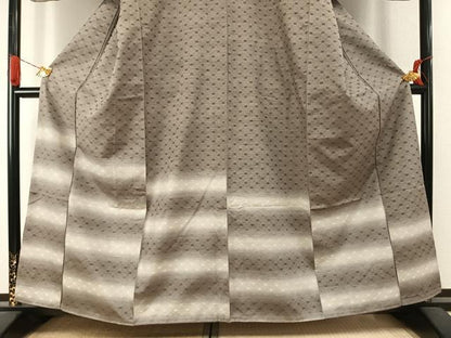 平和屋着物●訪問着　紬地　花織　横段文　正絹　逸品　未使用　AABI8896fy