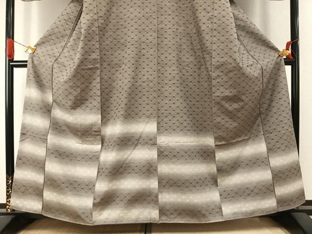 平和屋着物●訪問着　紬地　花織　横段文　正絹　逸品　未使用　AABI8896fy