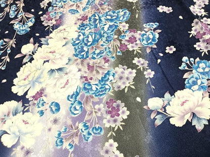 平和屋着物●豪華振袖　刺繍　草花文　暈し染め　銀糸　正絹　逸品　AABI8897fy