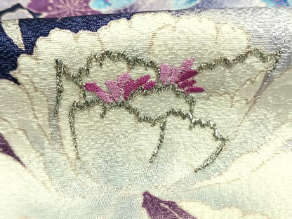平和屋着物●豪華振袖　刺繍　草花文　暈し染め　銀糸　正絹　逸品　AABI8897fy