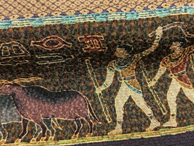 平和屋着物●上質な小紋　エジプト壁画文様　正絹　逸品　AABI8898fy