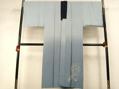 平和屋着物●男性　長襦袢　袷　手描き　風景文　暈し染め　正絹　逸品　AABI8899fy