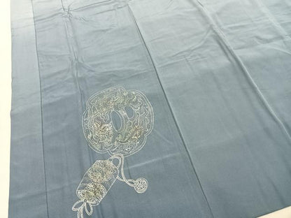 平和屋着物●男性　長襦袢　袷　手描き　風景文　暈し染め　正絹　逸品　AABI8899fy
