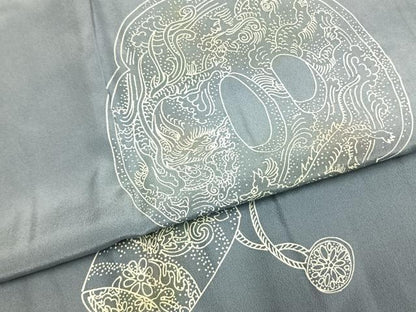 平和屋着物●男性　長襦袢　袷　手描き　風景文　暈し染め　正絹　逸品　AABI8899fy